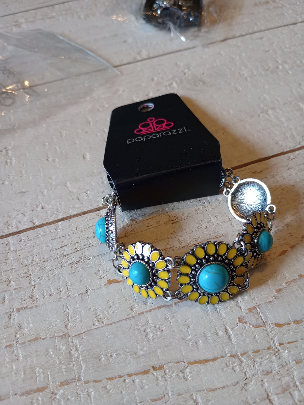 Paparazzi Yellow and Turquoise Daisy Link Bracelet